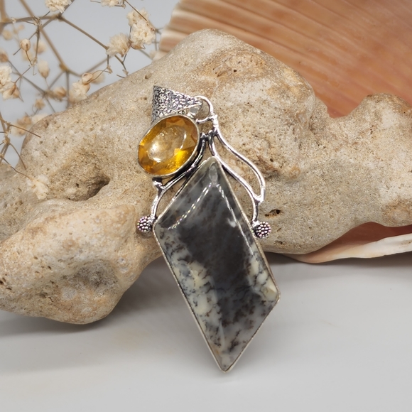 Natural Beautiful Jasper Stone Silver Pendant - Picture 5 of 6